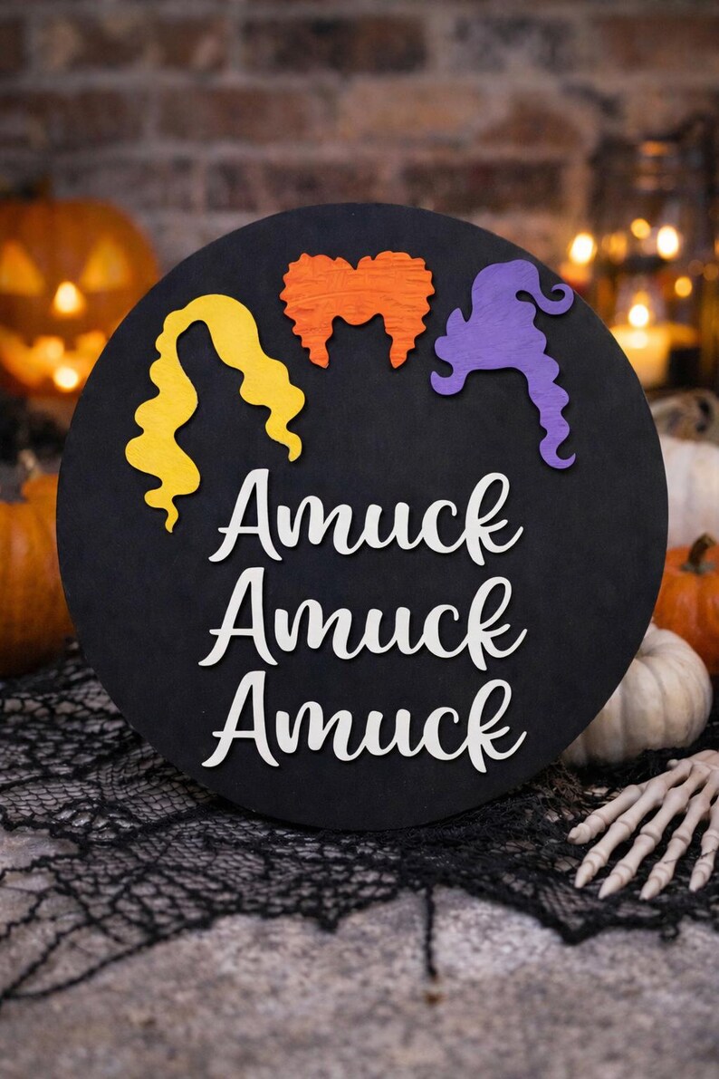 Hocus Pocus Amuck Amuck Amuck Round Sign Cutout Shapes, Door Hanger ...
