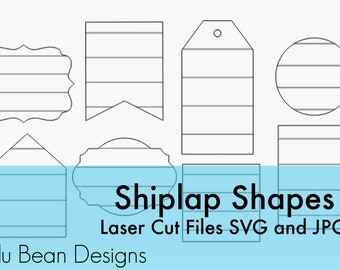 Set of Shiplap Shapes Line Farmhouse Circle Square Digital Cut File Laser Cutting svg jpg Glowforge