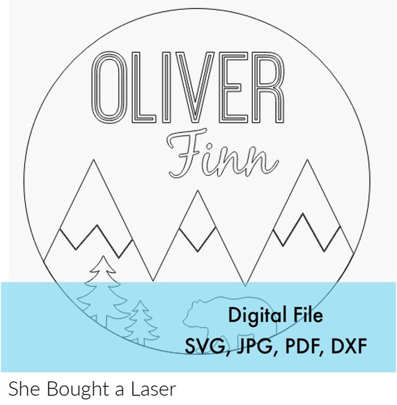 Download Mountain Trees Bear Baby Nursery Name Sign Digital Cut File Etsy