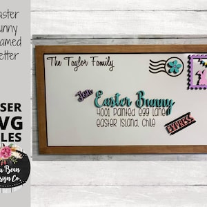 Lettera al modello di Easter Bunny Frame SVG File Digital Laser Wood Glowforge
