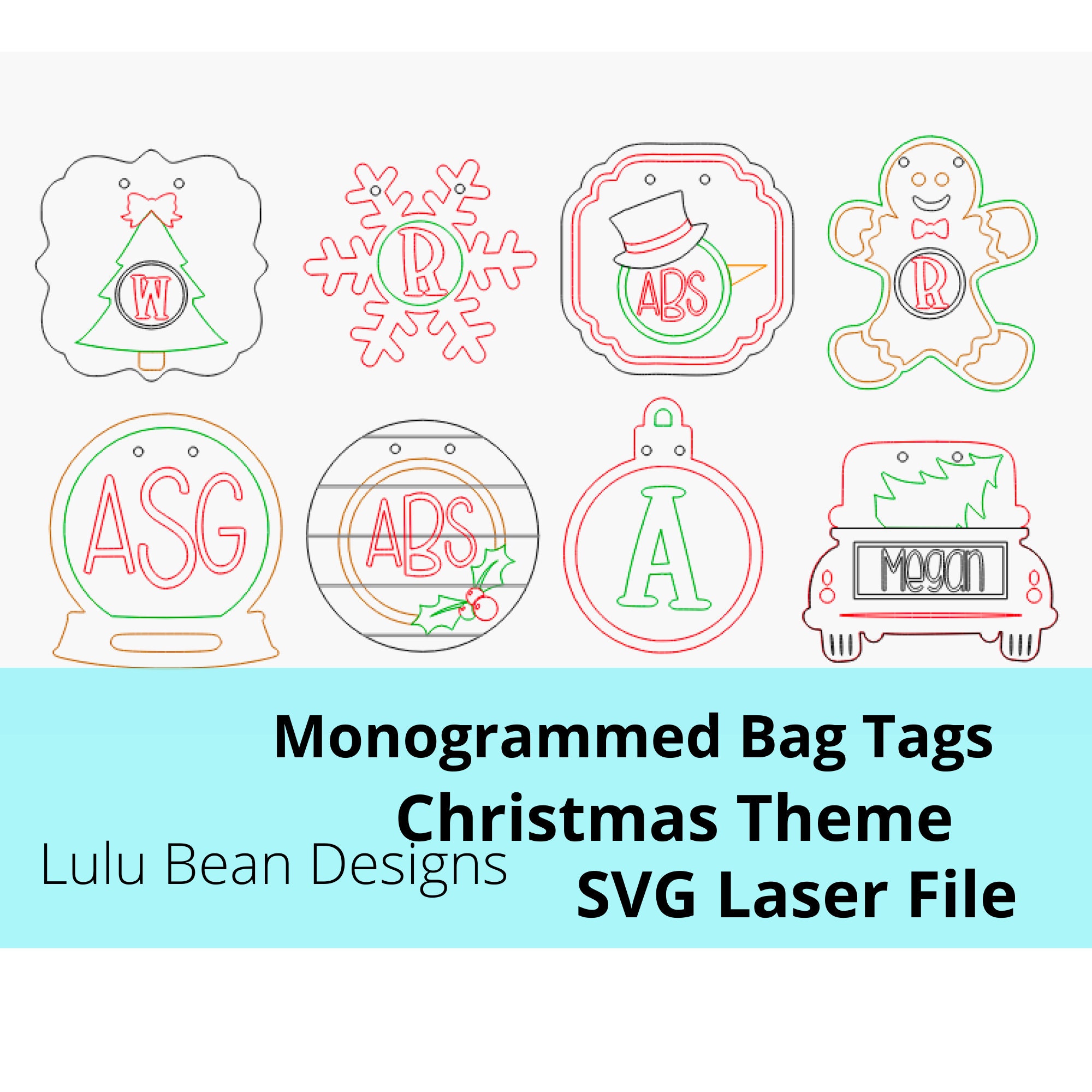 Red Truck Interchangeable Holiday Theme Bogg Bag Tags Monogram Monogrammed  Kit Wood Glowforge SVG File Digital Cut Laser Cutting