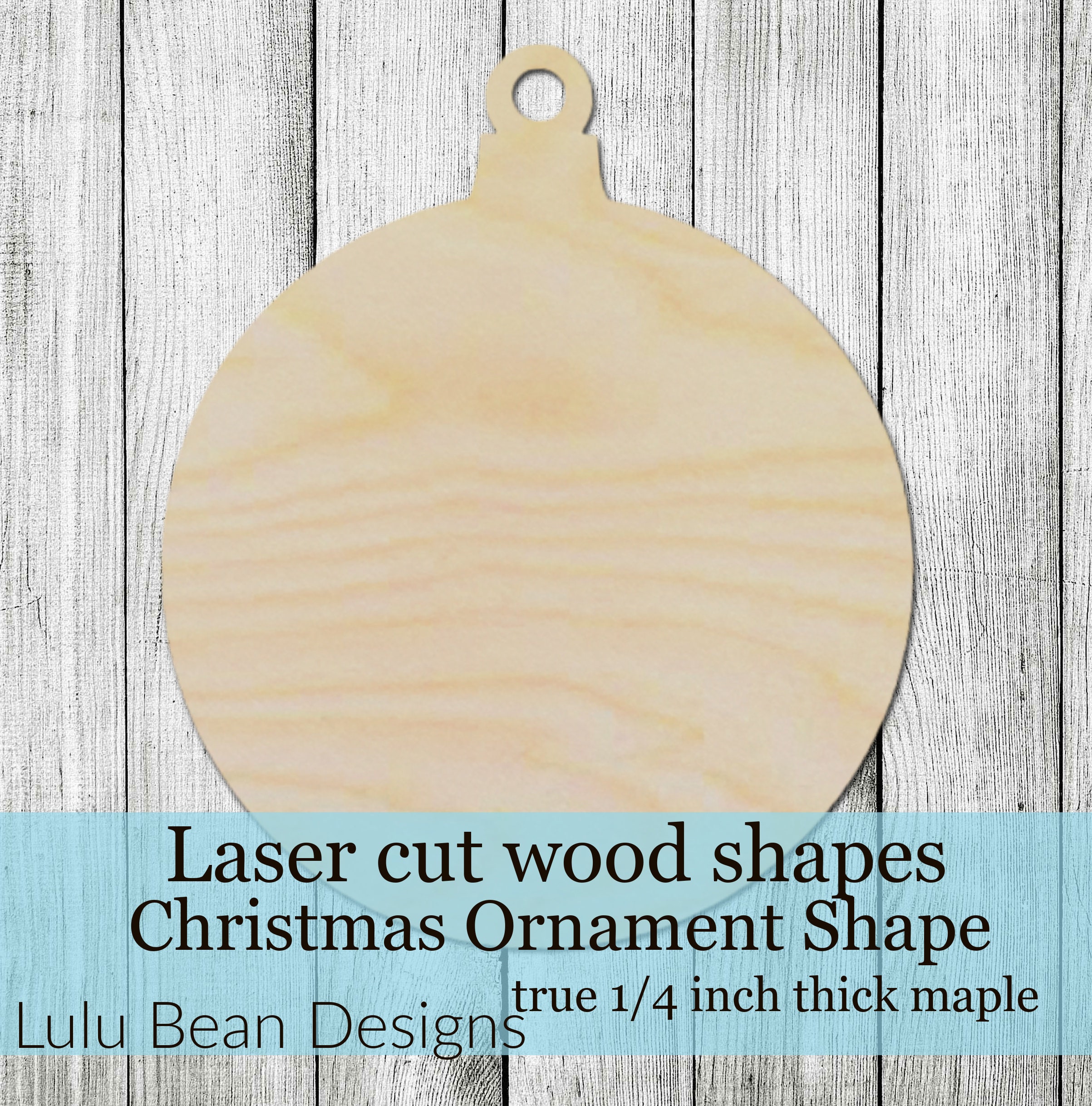 Christmas Ornament Shape Blank Wood Cutout for Glowforge Laser Cut