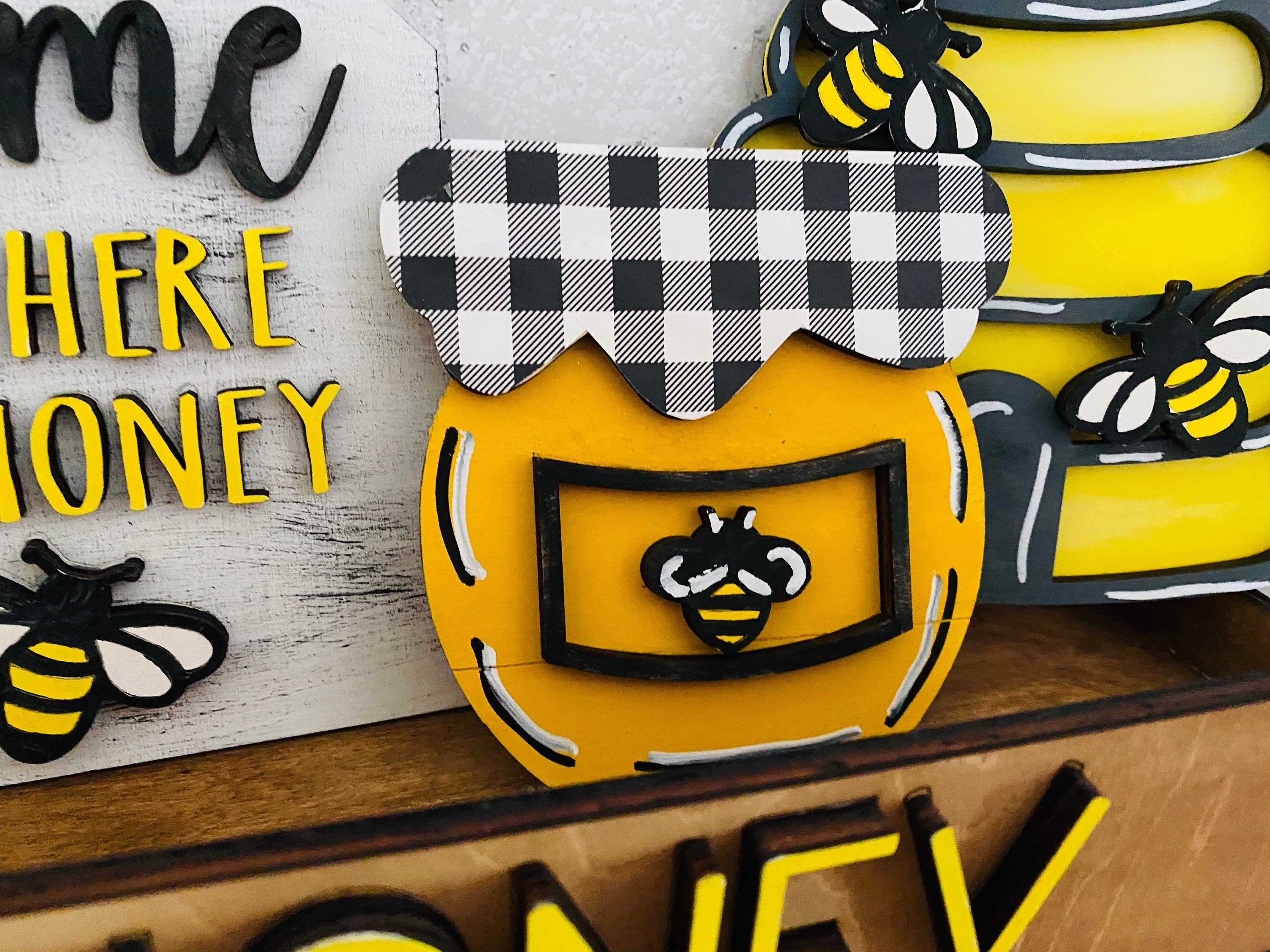 Bee Themed Decor Shelf Sitter Set SVG Wood Glowforge Digital Cut File ...
