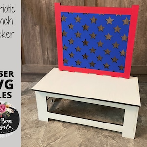Sommer Patriotische austauschbare Bank Backer SVG Laser Glowforge Digital geschnitten Datei Holz schneiden Regal Sitter Sets