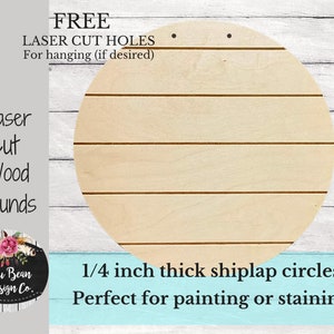 Blank Wood Round Circle Shiplap for Glowforge Laser Door Hanger Signs Nursery Name