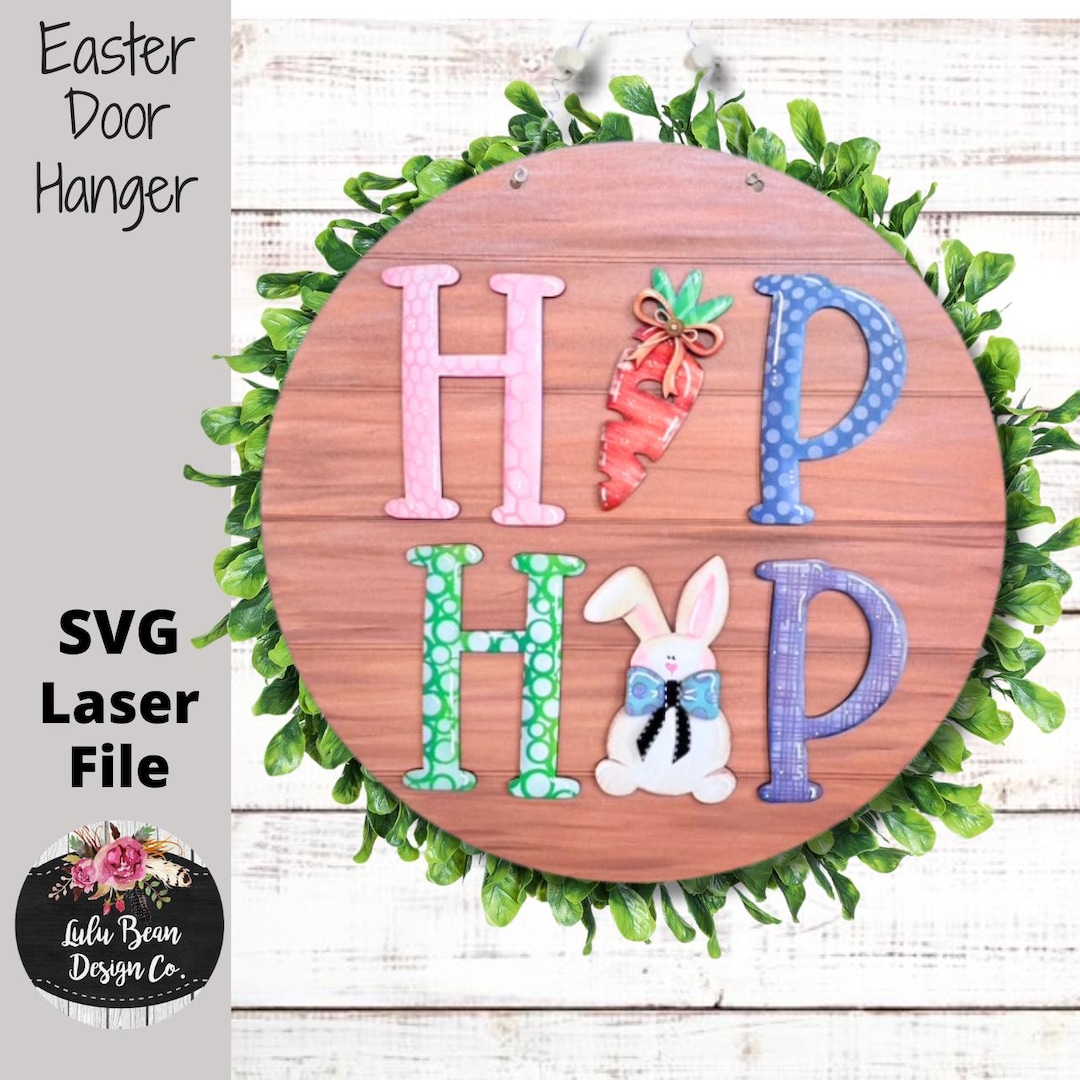 Hip Hop Easter Bunny Carrot Spring Door Hanger Split Option Sign SVG ...