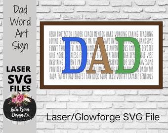 Dad Father's Day Word Art Sign Digital Cut File Laser Wood SVG cutting template Glowforge