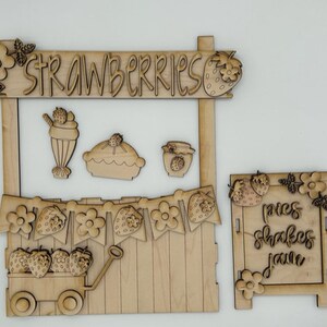 Strawberry Picking Market Stand Interchangeable SVG laser file Wood Digital Cutting Glowforge image 4