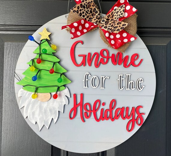 Blulu 20-Piece Wooden Gnome Sign Set - Interchangeable Seasonal Decor With 2 Gnome Cutouts & 18 Signs
