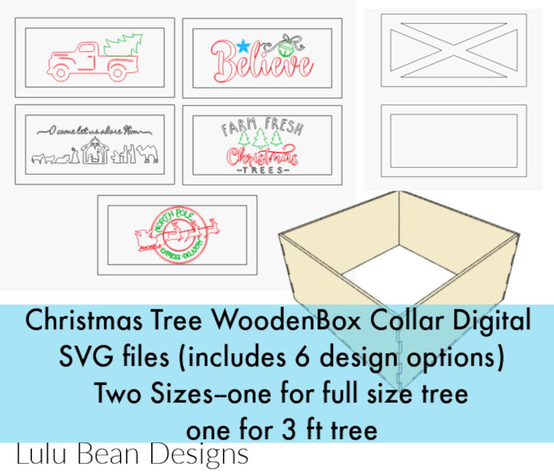 Christmas Tree Box Collar With Multiple Design Options Wooden Digital