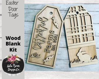 Easter Bunny Cottontail Tags Sign Cutout Shapes, Door Hanger Unfinished Wood Laser Cut, DIY, Many Size Options, Blank