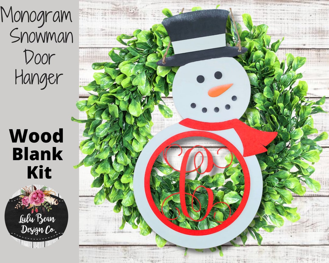 Snowman Monogram Door Hanger Sign Cutout Shapes, Unfinished Wood Laser ...