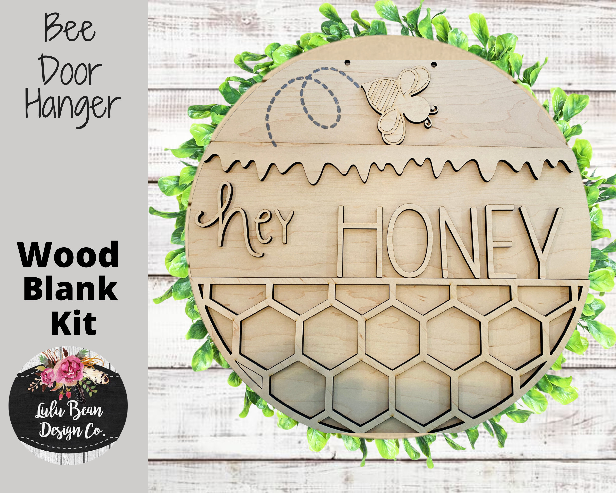 Hey Honey Honeybee Honeycomb Dripping Round Sign Cutout Shapes