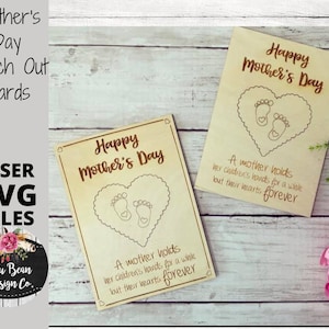 Mother&#39;s Day Punch Out Cards SVG File Digital Laser Wood Glowforge template