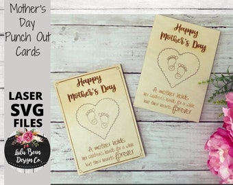 Mother's Day Punch Out Cards SVG File Digital Laser Wood Glowforge template