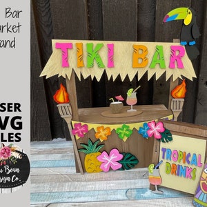 Tiki Bar Market Stand Interchangeable SVG laser file Wood Digital Cutting Glowforge