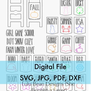 Farmhouse Blanket Ladder Interchangeable Tiered Tray Kit Wood Sign Shiplap Herringbone Digital Cut File Laser Wood Cutting svg pdf jpg dxf