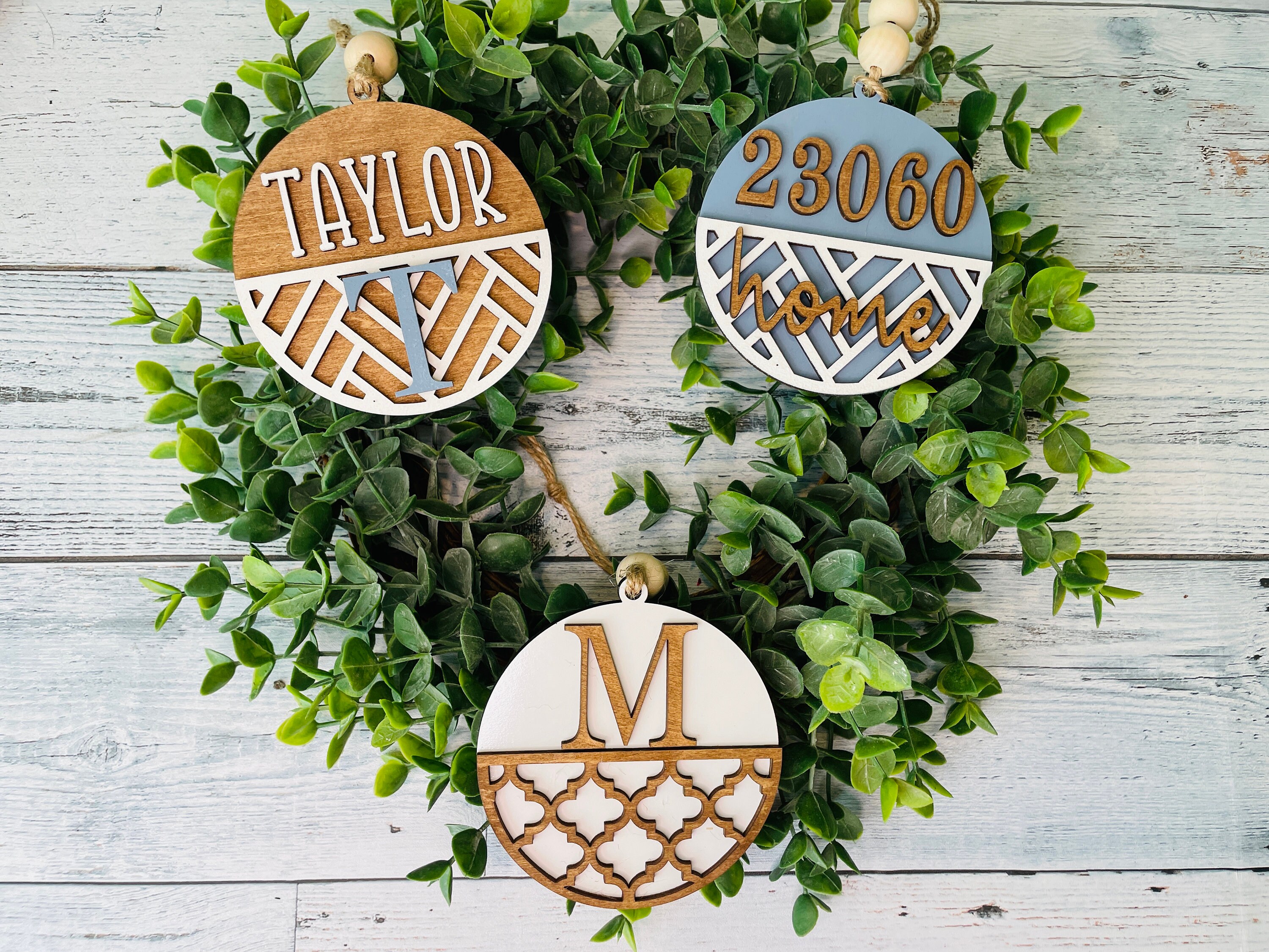 Patterned Round Christmas Ornaments Monogram Personalized Family Zip Code  SVG Laser File Wood Digital Cutting Glowforge - Etsy Ireland