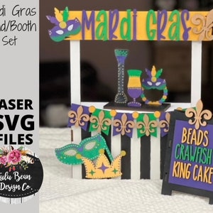 Mardi Gras Market Stand Interchangeable SVG laser file Wood Digital Cutting Glowforge