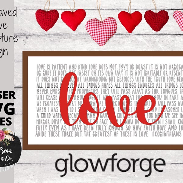 Love Corinthians Scripture Engraved Word Sign Valentines Day SVG Digital Cut File Laser Glowforge Wood