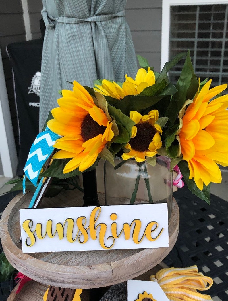 Sunflower Tier Tiered Tray Kit Wood Glowforge File Sign Shiplap Digital ...
