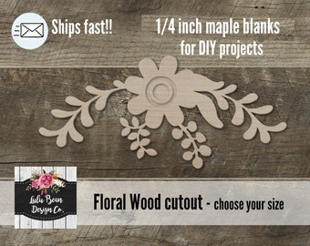 Wood Floral Flowers Swag Cutout Shape, Unfinished Wood Laser Cut Shape, DIY Craft Supply, Many Size Options, Blank Wood Shapes