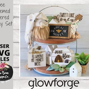 Bee Themed Tiered Tray Decor Digital Cut File Laser Wood Cutting svg pdf jpg dxf