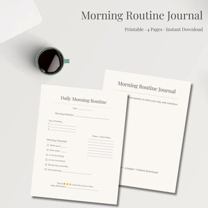 Morning Routine Journal, Minimal Undated Planners For Calm Routines, Simple, Printable & Easy To Use
