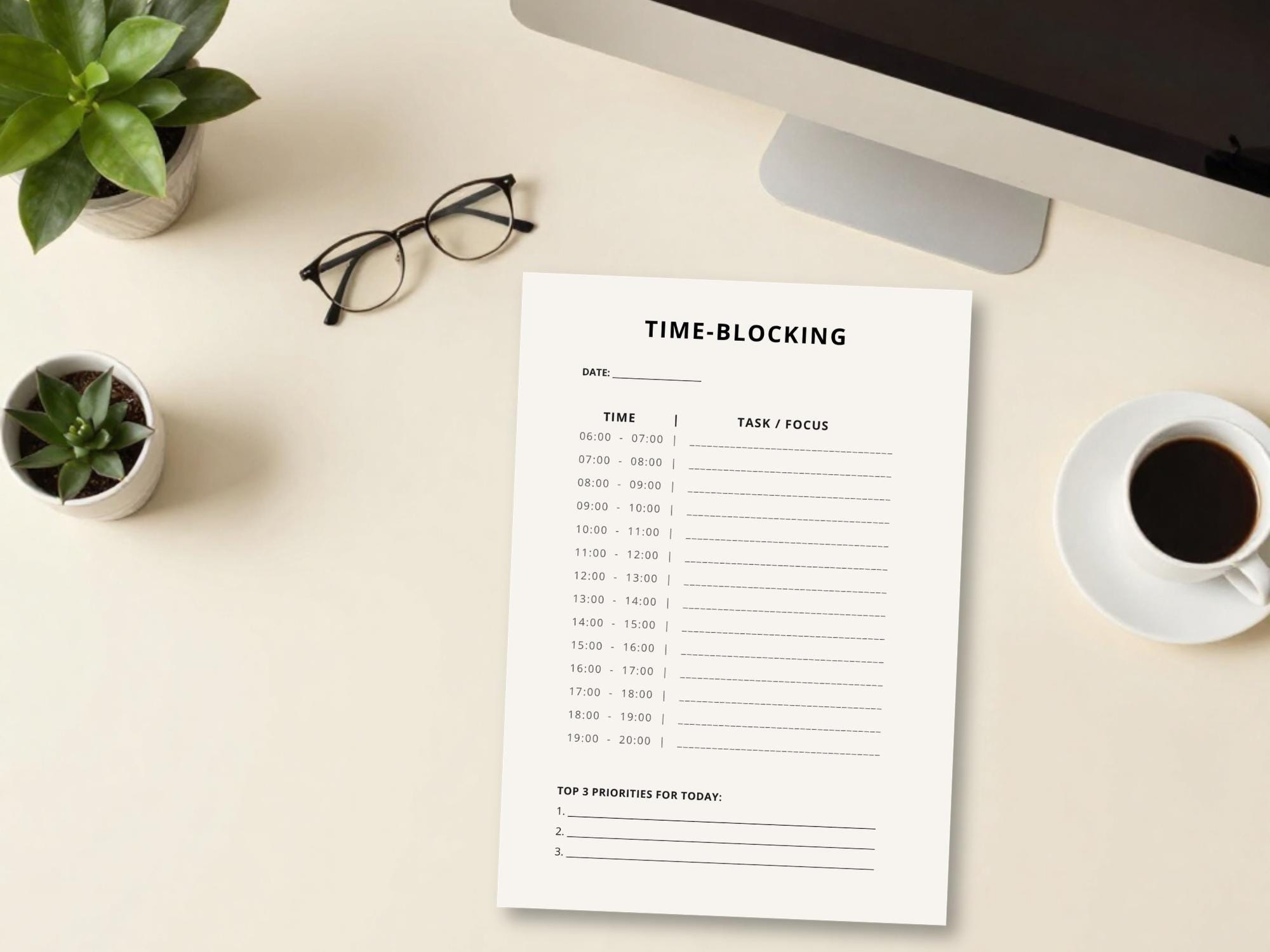 Time Blocking Planner Printable | Daily Schedule Planner | Focus ...