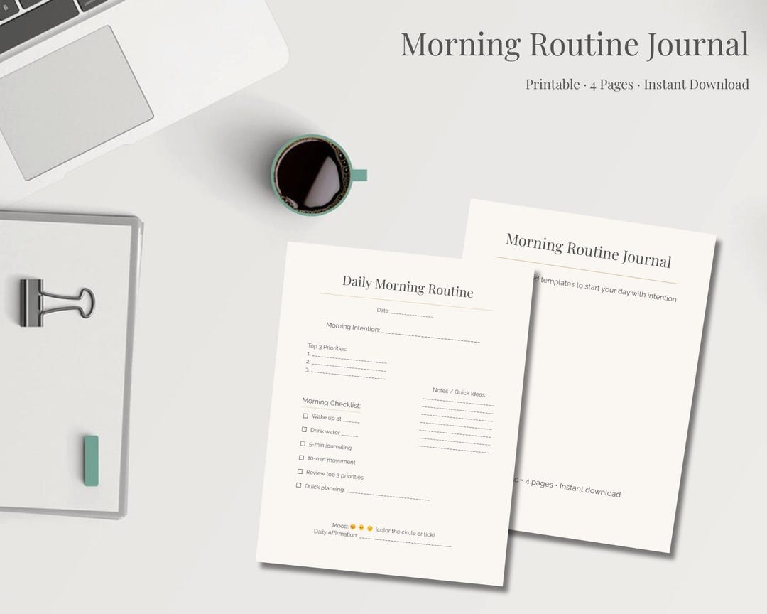 Morning Routine Journal, Minimal Undated Planners for Calm Routines ...