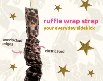 Ruffle Wrap Strap | Jacket Holder | Elastic Wristlet Keychain | Bag Charm | Sunglasses Holder | Phone Wrist Strap | Handmade Fabric Key Ring