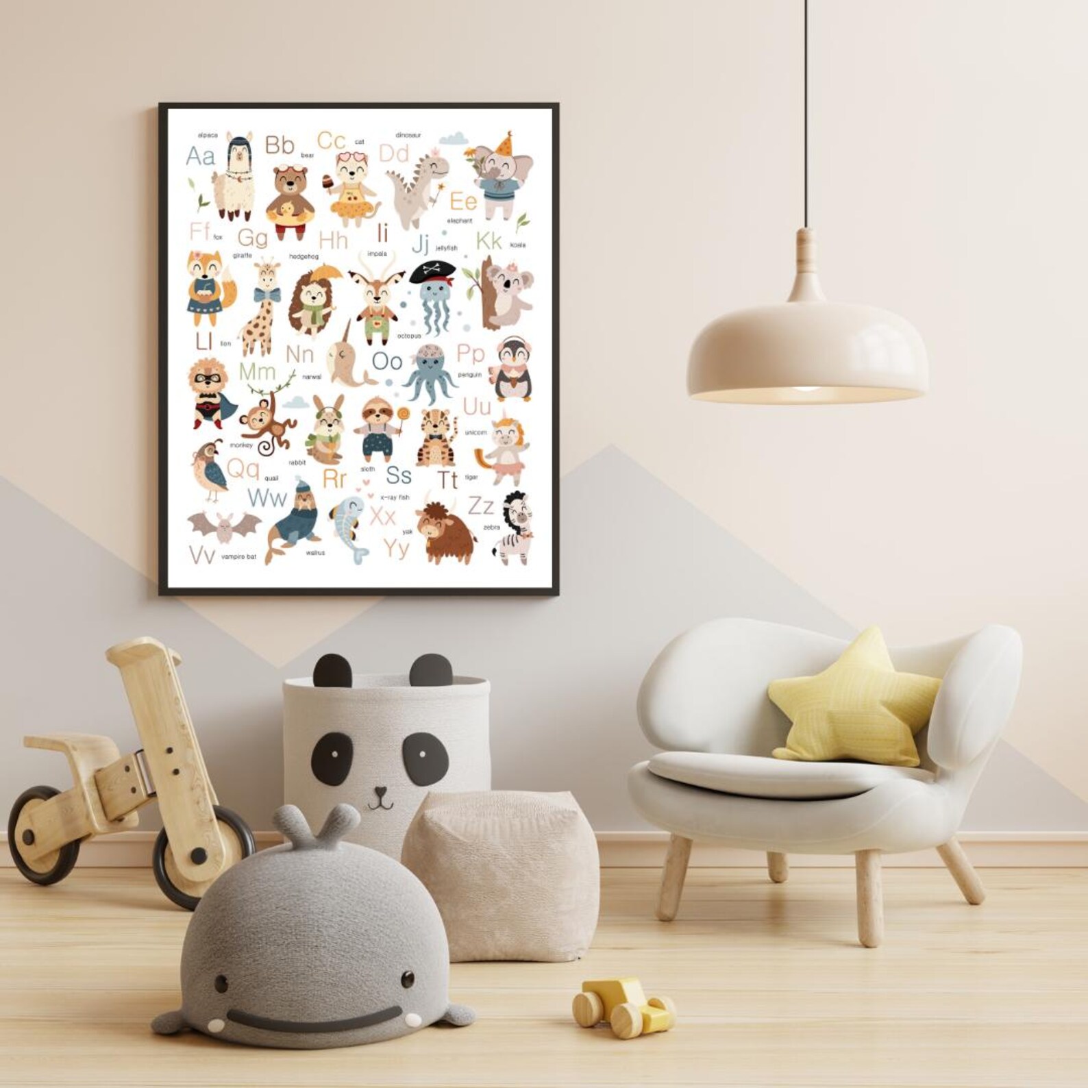 Watercolor Animal Alphabet Poster for Kids - Etsy