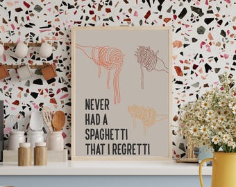 Spaghetti Quote Poster, Retro Diner Kitchen Wall Art (Digital Download)