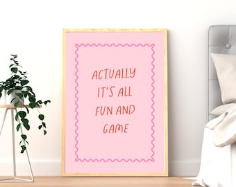 It is All fun and games Print, Retro Wall Art, Trendy Print, Retro Poster, Digital Print