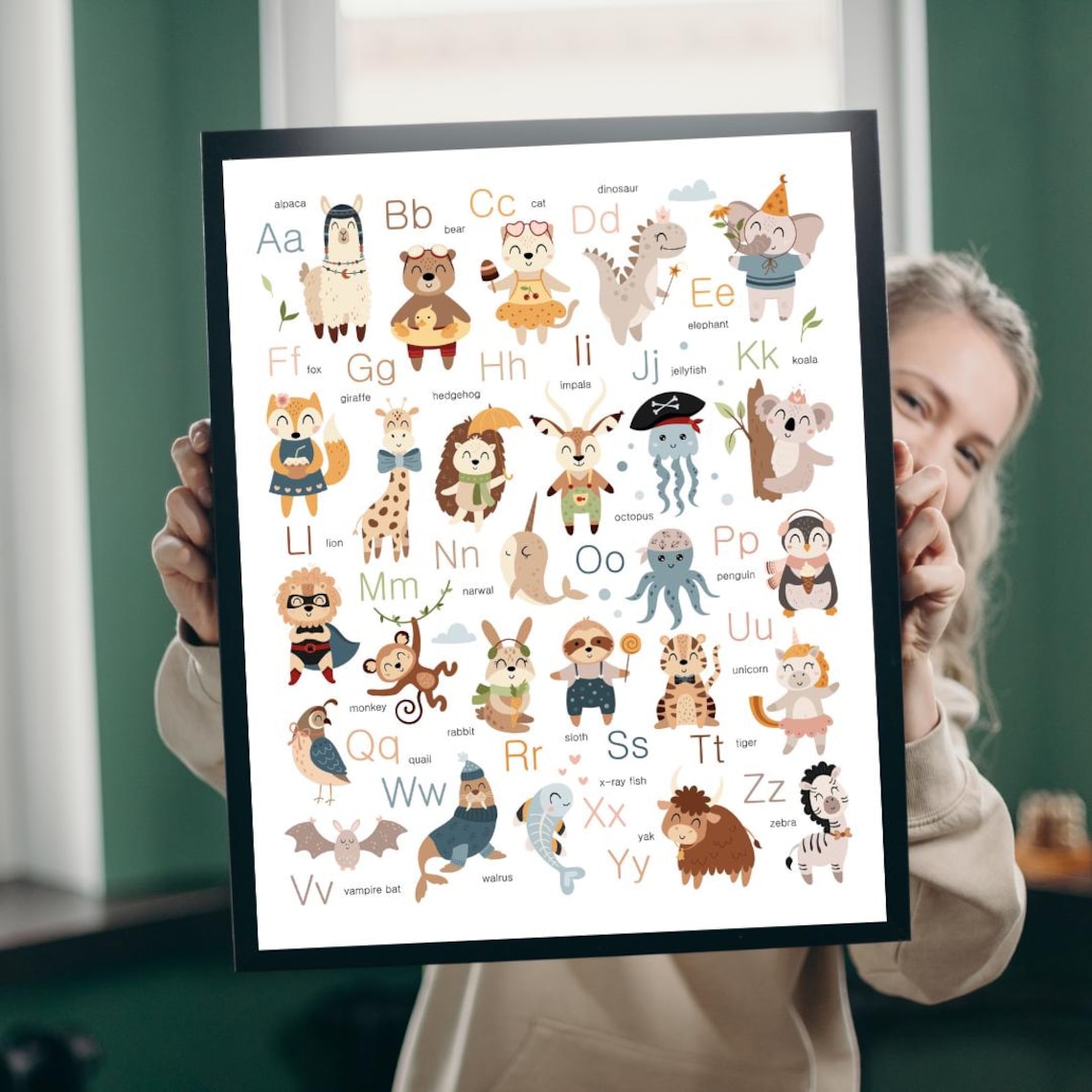 Watercolor Animal Alphabet Poster for Kids - Etsy