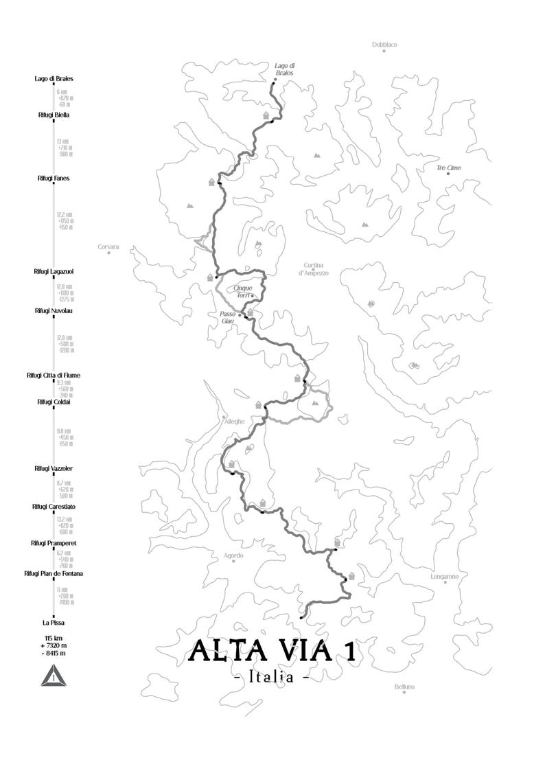 Alta via 1 Hiking Poster, Dolomites - Etsy