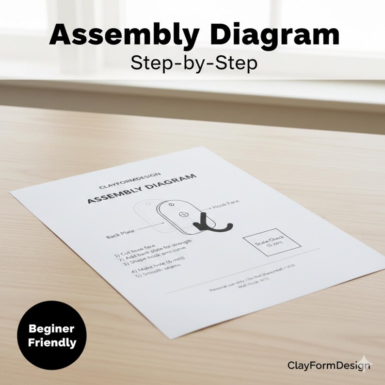 DIY Ceramic Wall Hook Template | A4 Printable Clay Pattern (PDF ...