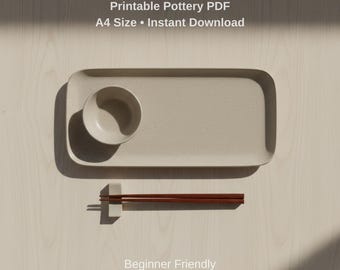 Szablon do druku ceramicznego zestawu sushi DIY, wzór na ceramikę, A4, PDF