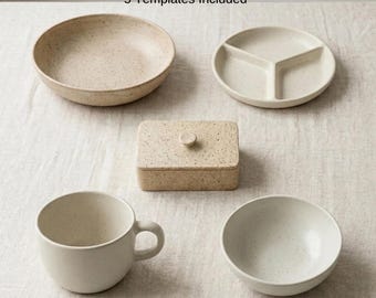 Zestaw szablonów ceramicznych (5 wzorów) – wzory na ceramikę DIY, miska, kubek, talerz, maselniczka (PDF)