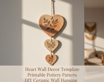Printable Hanging Heart Wall Decor Template PDF | Clay & Ceramic Pattern