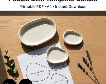 Pebble Dish Template Bundle PDF | A4 Printable Pottery Templates | Instant Download