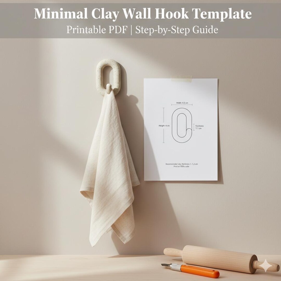DIY Ceramic Wall Hook Template | A4 Printable Clay Pattern (PDF ...
