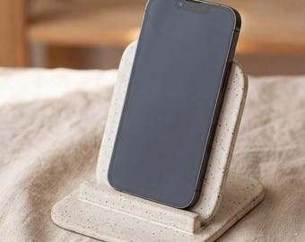 Minimalistyczny szablon stojaka na telefon z gliny w formacie PDF, wzór na ceramiczny uchwyt na telefon DIY