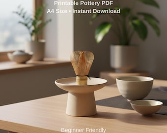 Szablon uchwytu na trzepaczkę do matchy w formacie PDF | Wzór na ceramikę w formacie A4 do druku