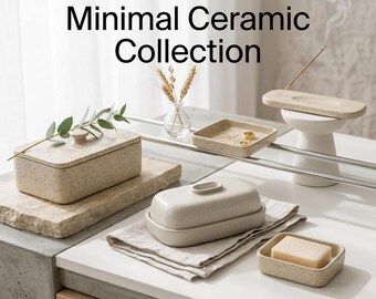 Minimalist Pottery PDF Bundle, Ceramic Slab Templates, Butter Dish, Trinket Tray (Digital Download)
