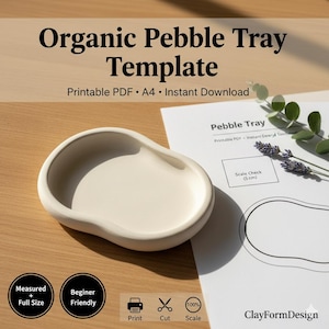 DIY Clay Trinket Dish Template | Organic Pebble Tray (PDF Pattern)