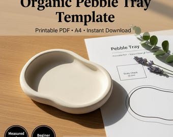 Szablon na glinianą tackę na drobiazgi DIY | Organiczna tacka z kamyków (wzór w formacie PDF)