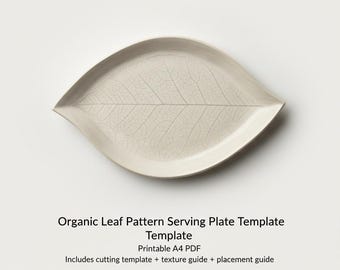 Organic Leaf Pattern Serving Plate Template | Printable Pottery PDF