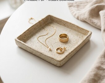 Minimal Square Dish Template | Printable Clay Pattern | Slab Building PDF | DIY Ceramic Tray Pattern