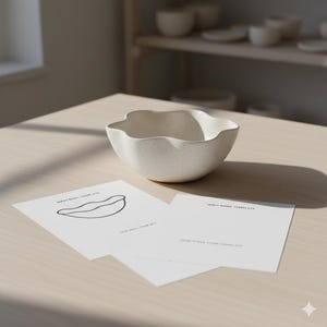 DIY-sjabloon met golvende kleikom | Afdrukbaar aardewerkpatroon (A4, pdf-download)